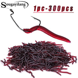 Sougayilang Fishing Lures Lifelike Fishy Smell Red Soft Lures Simulation Luminous Worms Artificial Fishing Lure Fishing Tackle - The Salty Outfitter