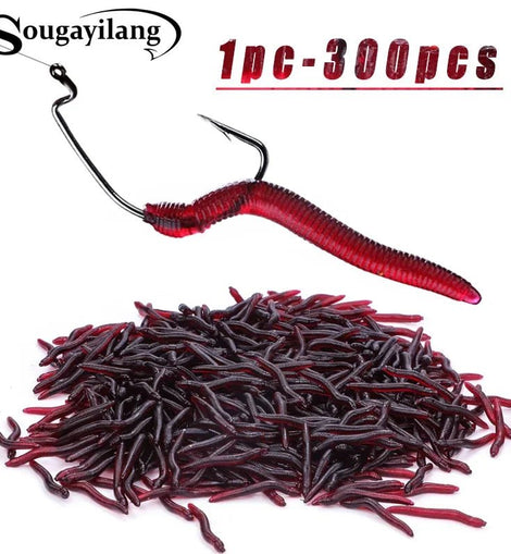 Sougayilang Fishing Lures Lifelike Fishy Smell Red Soft Lures Simulation Luminous Worms Artificial Fishing Lure Fishing Tackle - The Salty Outfitter