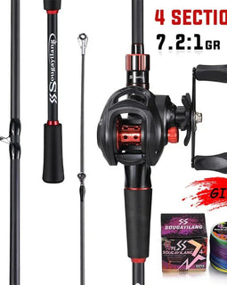 Sougayilang Fishing Rod Reel Combo 1.8~2.1m Carbon Fiber Casting Rod and 7.2:1 Gear Ratio Baitcasting Ree Max Drag 10kg for Bass - The Salty Outfitter
