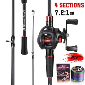 Sougayilang Fishing Rod Reel Combo 1.8~2.1m Carbon Fiber Casting Rod and 7.2:1 Gear Ratio Baitcasting Ree Max Drag 10kg for Bass - The Salty Outfitter