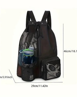 Swim Bag Mesh Drawstring Backpack with Wet Pocket Multipurpose Beach Backpack for Swimming, Gym, and Workout Gear - The Salty Outfitter