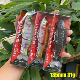 Swimbait Fishing Lure 135mm 31g Multi Joint Slow Sinking Bait Wobbler Artificiall Hard bait Bass Pike Sea Fishing - The Salty Outfitter