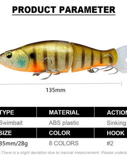 SwimBaits I - slide 135 Fishing Lure Jointed Glide Bait Islide 135mm 28g Glidebait Swimbait Slow Sinking Wobbler for Bigmouth Bass - The Salty Outfitter